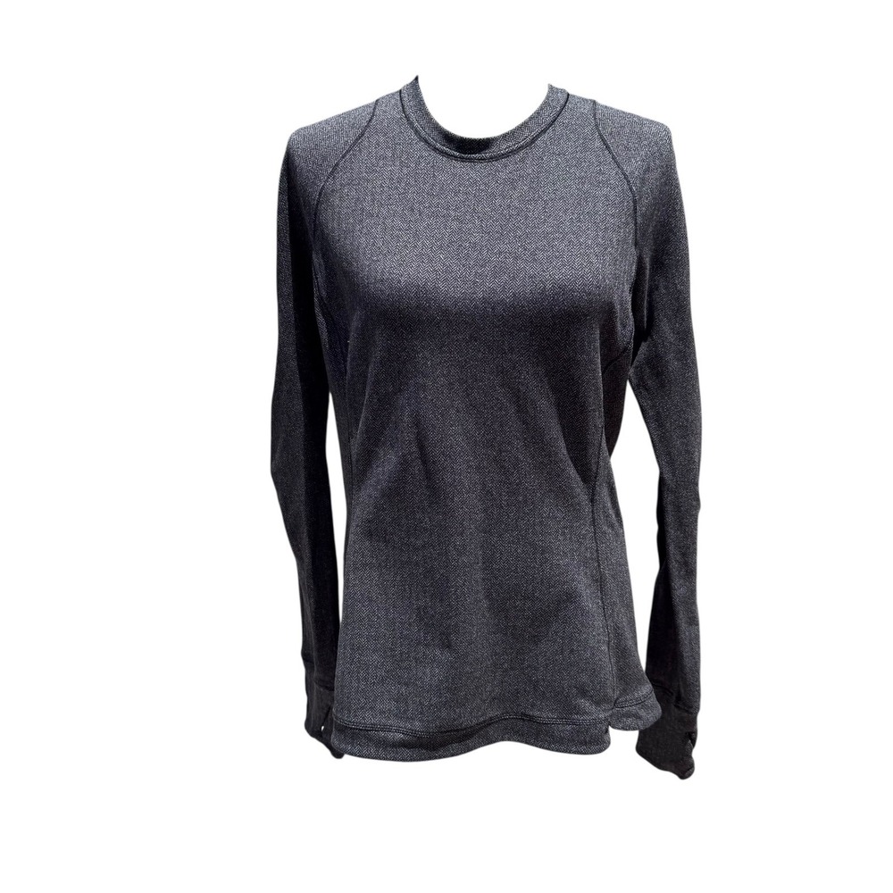 Lululemon Runderful Long Sleeve Top‎ Athletic Gray Size 12 Herringbone W3M54S